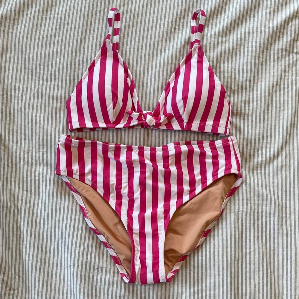 J. Crew Women’s Bikini in Pink and White Stripes